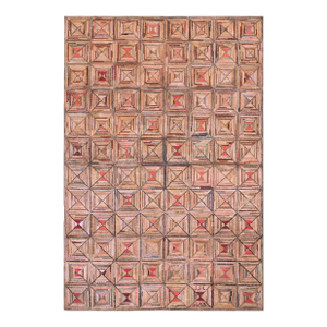 1920s Multicolor Geometric Folk Art Antique American Hooked Rug 5'6" X 8' Handknotted Wool Carpet