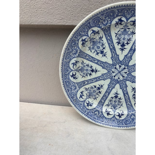 French Country 19th Century French Blue & White Faience Dinner Plate Sarreguemines For Sale - Image 3 of 6
