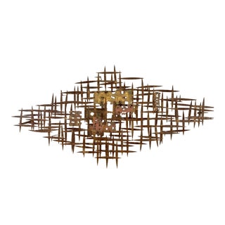Large Mid Century Abstract Brutalist Nail Art 3d Wall Sculpture For Sale