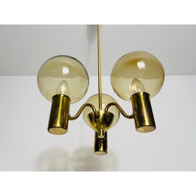 1960s Brass and Glass Chandelier attributed to Hans-Agne Jakobsson, Sweden, 1960s For Sale - Image 5 of 13