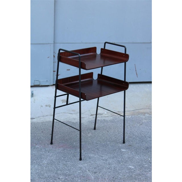 Curved Metal and Mahogany Shelf from Carlo Ratti, 1950s For Sale - Image 13 of 13