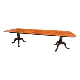 Monumental Vintage Walnut Dining Table With Queen Anne Style Pedestals For Sale