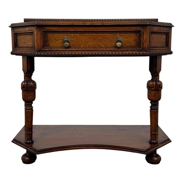 20th Century Jacobean Revival English Oak Side Table For Sale