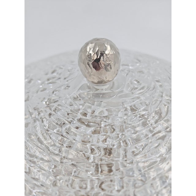 Metal Vaughan Designs Pentland Flush Mount in Textured Glass With Polished Nickel For Sale - Image 7 of 9