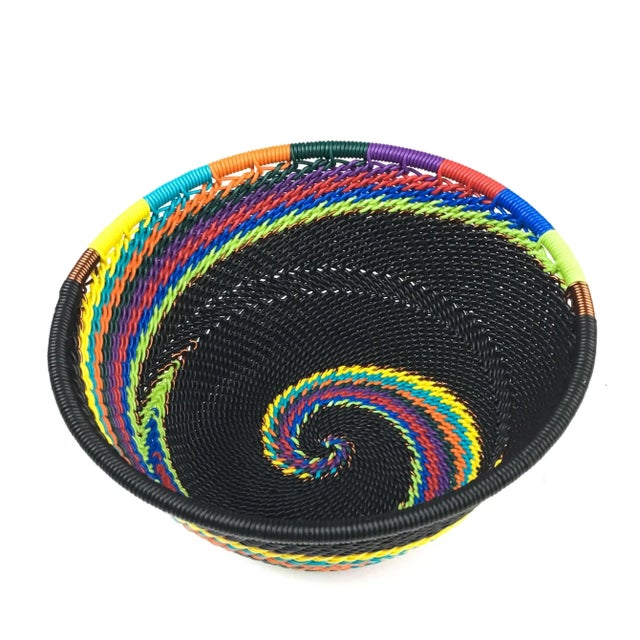 Vintage African Wire Artisan Woven Basket For Sale In Portland, ME - Image 6 of 11