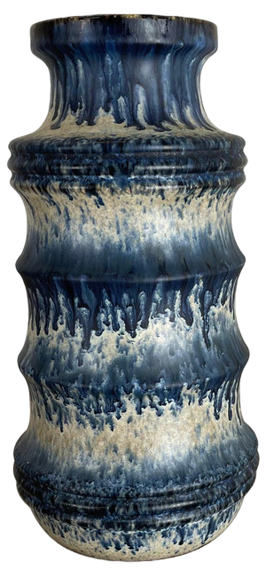 Fat Lava Multi-Color Blue Zigzag Vase from Scheurich, Germany Wgp, 1970s