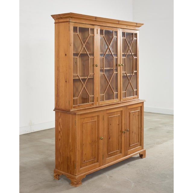 Early 20th Century Country English Georgian Style Pine Astral Glazed Bookcase For Sale - Image 5 of 18