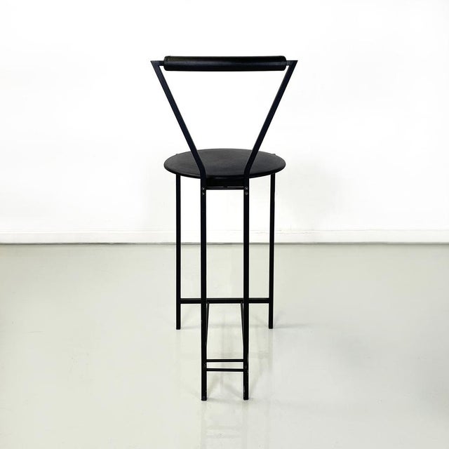 1980s Italian Modern High Stool in Black Metal and Rubber, 1980s For Sale - Image 5 of 15
