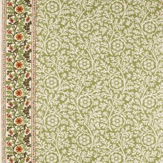 Morris & Co. Chamomile Embroidery Fabric in Forest For Sale