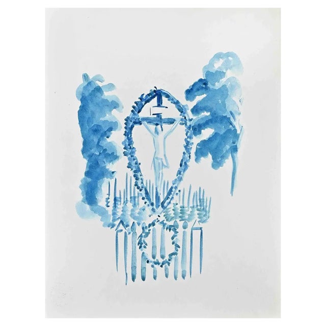 Hermann Paul, The Crucifix, Watercolor, Early 20th Century For Sale
