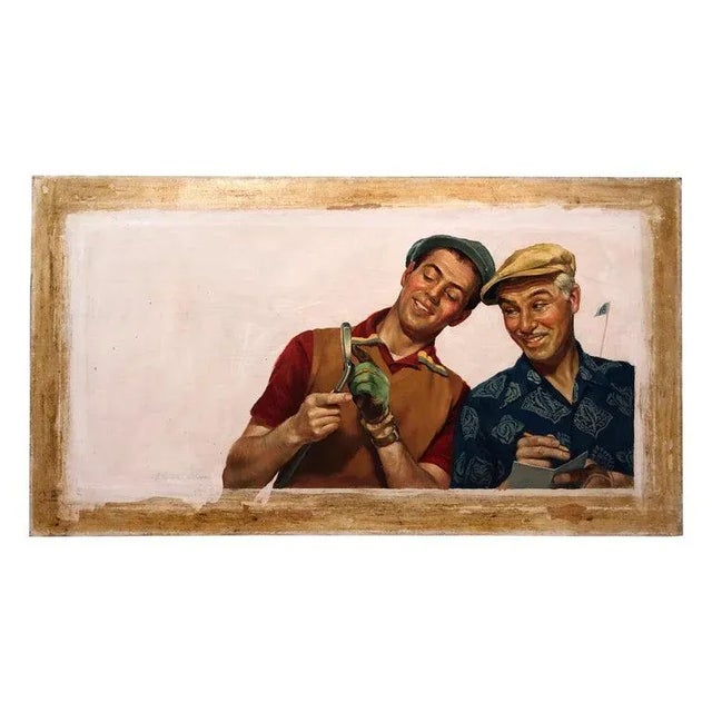 1950s Signed Norman Rockwell Style Painting of Golfers by Victor Olsen For Sale - Image 13 of 13