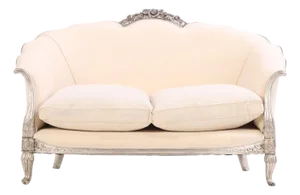 A French Louis XV Style Silver Leaf Carved Settee, C. 1930.