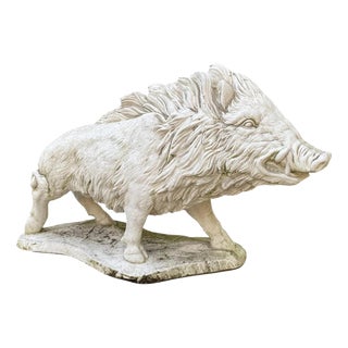 Large Cast Stone Wild Boar Garden Sculpture For Sale
