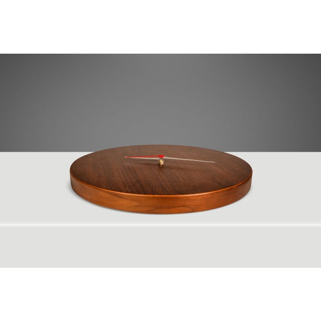 Wood Mid-Century Modern 13 Inch Minimalist Wall Clock Carved From Solid Walnut, Usa, C. 1970s For Sale - Image 7 of 16