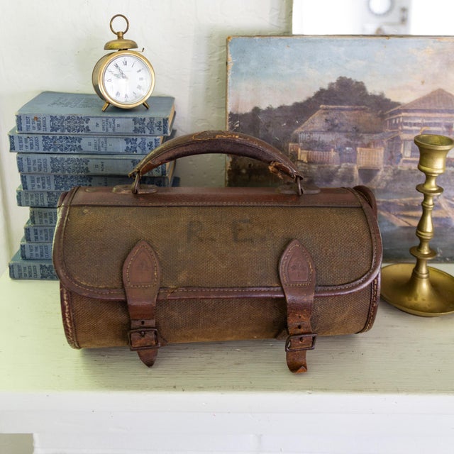 Brown Antique British Woods Lawn Bowls With Canvas and Leather Bowling Case For Sale - Image 8 of 18