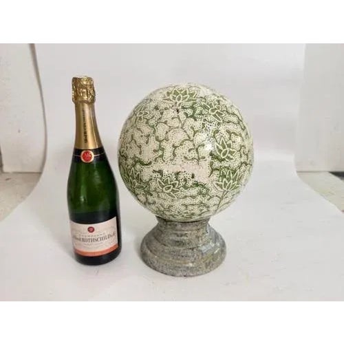 Garniture Enameled ceramic colored Bowl on a stone base France 1960