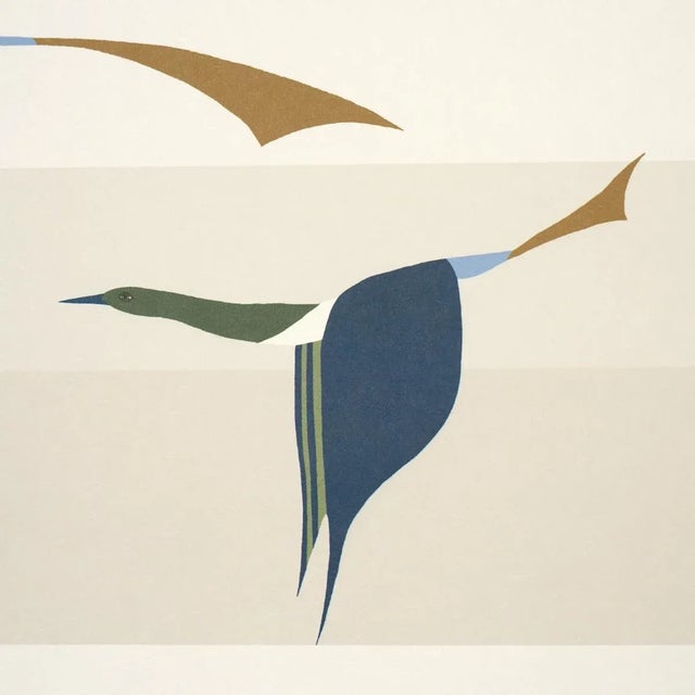2020s SAMPLE - Schumacher x Peg Norriss Flying West Wallpaper In Blue For Sale - Image 5 of 6