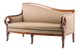 Neo Classic Cubus Mahogany Upholstered Meridienne Sofa