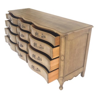 Pickled Solid Cherry Country French 12 Drawers 6' Long Dresser Credenza MINT! For Sale