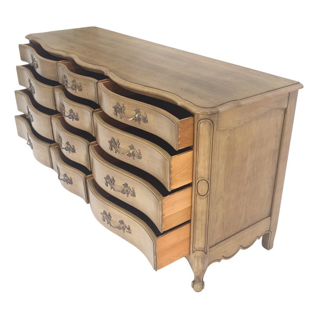 Pickled Solid Cherry Country French 12 Drawers 6' Long Dresser Credenza MINT! For Sale