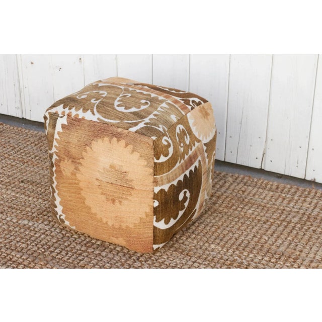 Asian Antique Karakol Antique Suzani Cube Ottoman For Sale - Image 3 of 7