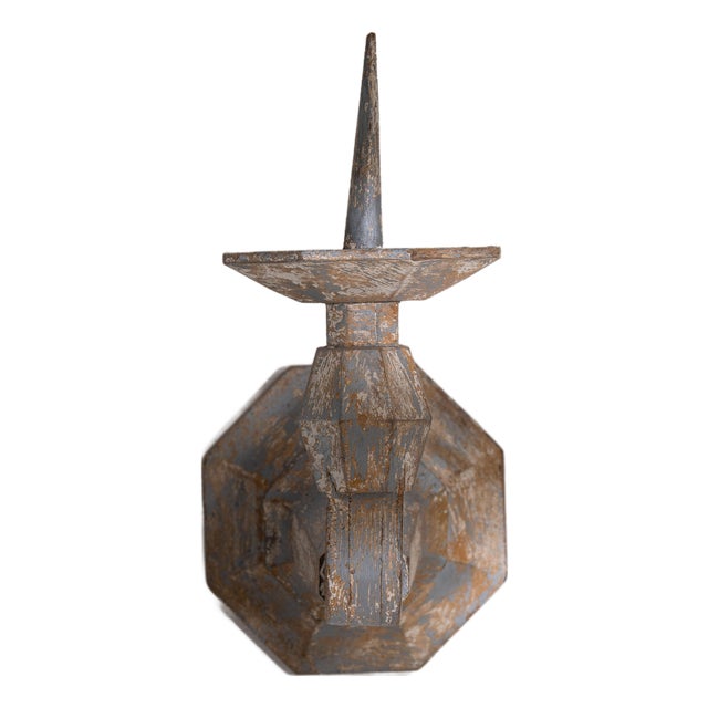 19th Century France Antique White Wood Candlestick For Sale