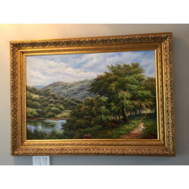 1980s Vintage K. Harrison Landscape Oil Painting For Sale - Image 10 of 10