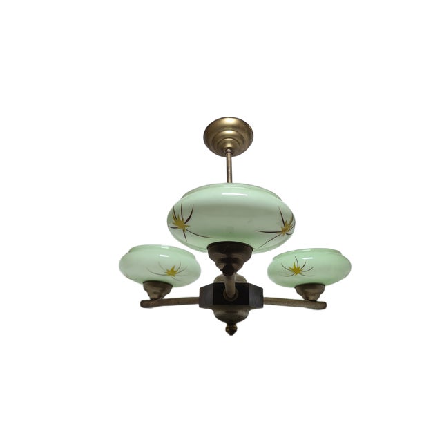 Brown Art Deco Style Bakelite Chandelier, Poland, 1950s For Sale - Image 8 of 15