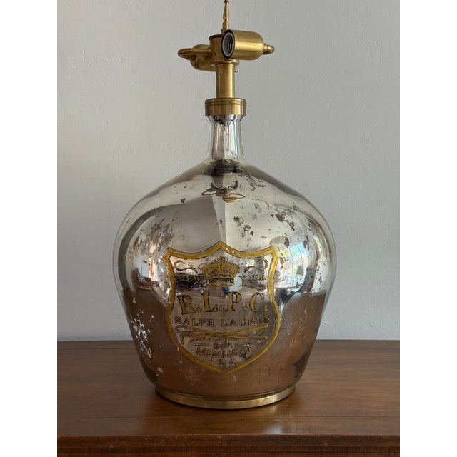 Glass Ralph Lauren Mercury Oversized Lamp With Rl Crest For Sale - Image 7 of 11