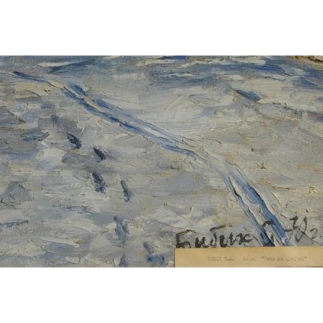 1970s Winter Landscape Painting, Antique Soviet Ukrainian Art, Bibik s.f. Oil on Cardboard 38-59 For Sale - Image 6 of 6