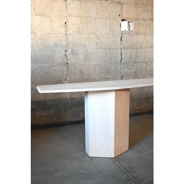 Mid-Century Modern Italian Travertine Console Table For Sale - Image 3 of 8