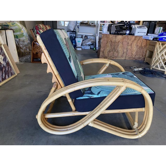 Wood Restored 3/4 Pretzel Rattan Lounge Chair With Adjustable Back For Sale - Image 7 of 12