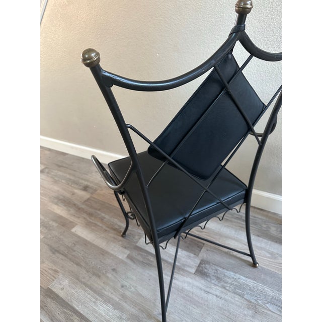 1950s Rare Samuel Copelon Iron Accent Armchair With Diamond Back and Brass Finials For Sale In Dallas - Image 6 of 8
