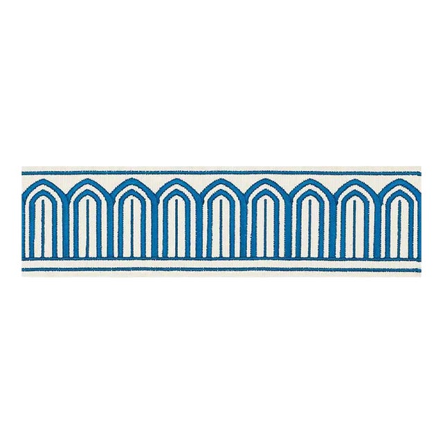 Sample - Schumacher X Miles Redd Arches Embroidered Tape Medium in Peacock For Sale