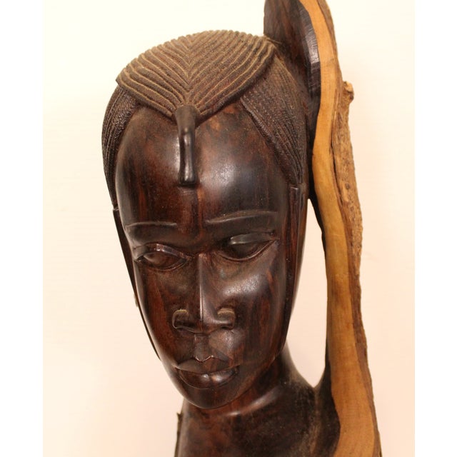 Mid 20th Century Maasai Warrior Hand Sculpted Busts - Set of 2 For Sale - Image 9 of 15