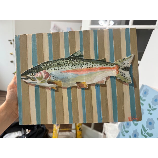 Rainbow Trout Acrylic Painting For Sale - Image 9 of 11