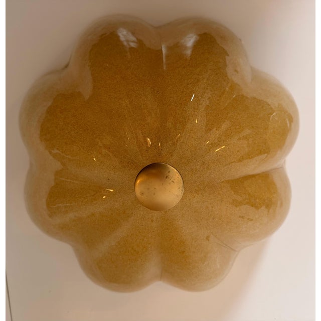 Mid-Century Modern 1980s Mid-Century Modern Golden Murano Glass Floral Flush Lamps - a Pair For Sale - Image 3 of 16