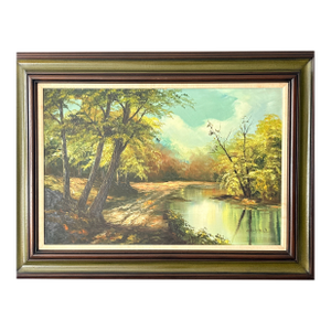 Philip Cantrell Michigan Born Artist Original Oil on Canvas Framed Midwest Landscape Midcentury Extra Large Artwork