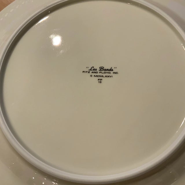 Fitz and Floyd 1980s Fitz and Floyd “Les Bands” Cognac Brown Stripes on Ivory Charger/Server Plate For Sale - Image 4 of 10