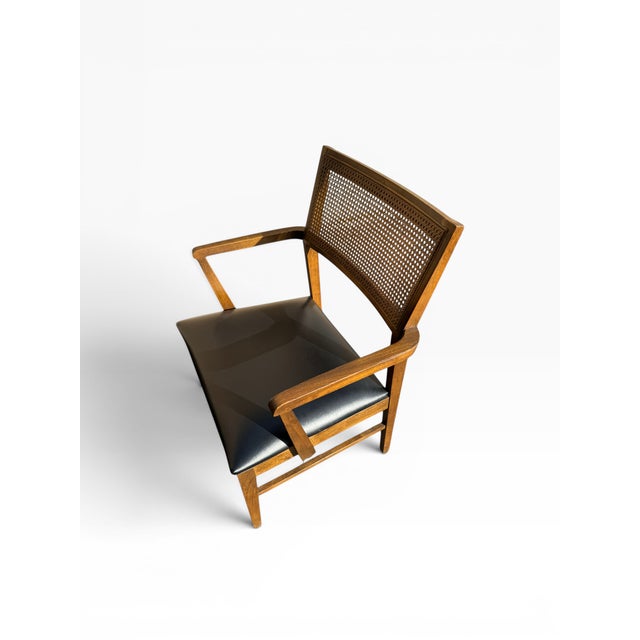 Mid Century Lane Dining Chairs • Walnut + Cane Back • Set of Four For Sale - Image 6 of 7