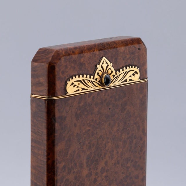 French 18 Karat Gold and Burr Walnut Cigarette Case from Mappin & Webb, 1890s For Sale - Image 12 of 18
