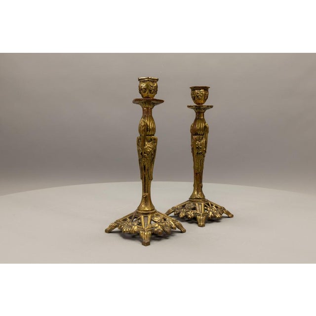 French Art Deco Bronze Candlesticks with Marabou Storks, 1930s, Set of 2 For Sale - Image 6 of 18