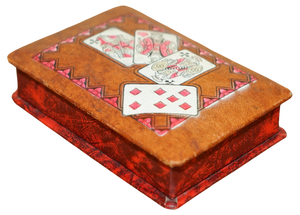 Antique French Napoleon III Leather & Hand Painted Games Case