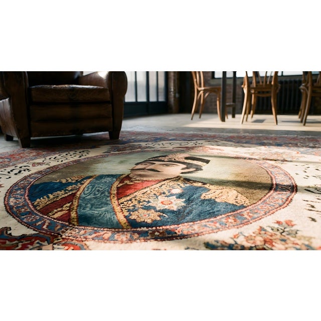 1900s Red Rust Calligraphy Pictorial Figure Antique Kerman Lavar Rug 1'10" X 2'10" Handknotted Wool Carpet For Sale - Image 11 of 11