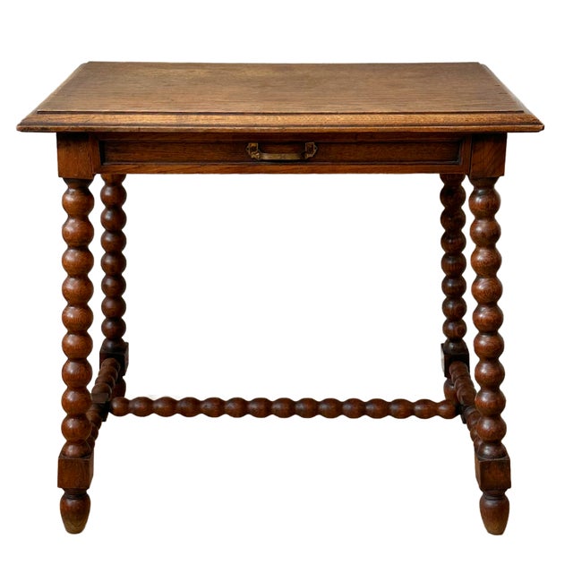 English Late 19th Century English Turned Leg Walnut Side Table For Sale - Image 3 of 8