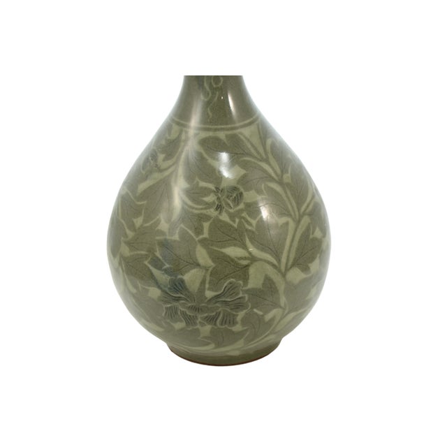 Mid-Century Modern Sage Green Double Gourd 12" Vase For Sale - Image 3 of 5