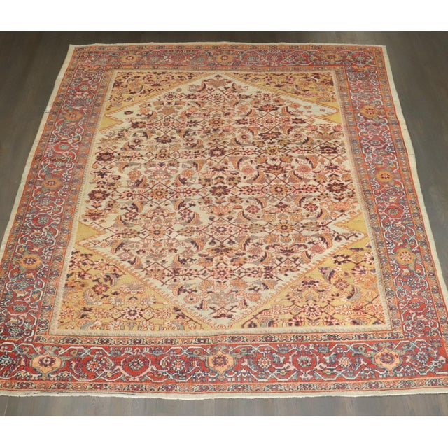 Zabihi Collection Dramatic Square Size Mahal Sultanabad Rug For Sale In New York - Image 6 of 12