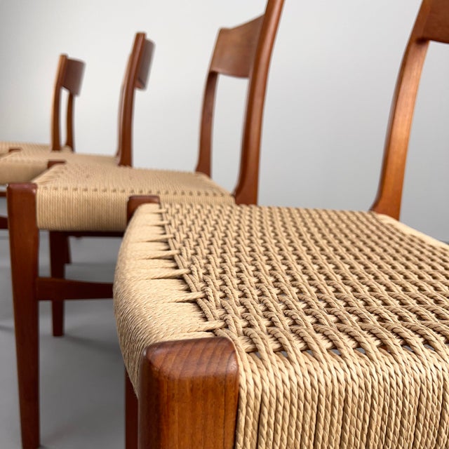 Scandinavian Teak Chairs with New Papercord Weave, Denmark, 1960s, Set of 4 For Sale - Image 10 of 14