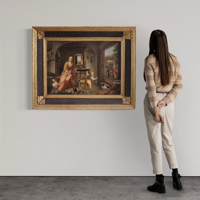 Italian Artist, Interior Scene, 1880, Oil on Canvas For Sale - Image 3 of 13