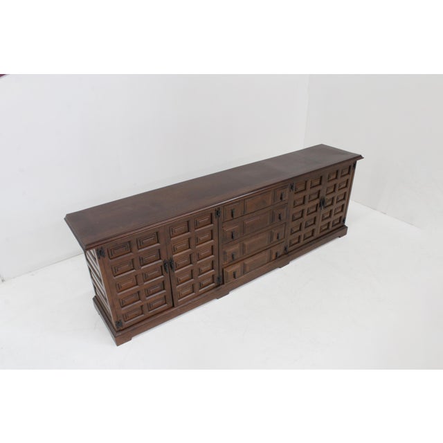 Vintage Brutalist Spanish Credenza, 1970s For Sale - Image 9 of 10